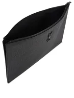 Monogram Croc-Embossed Leather Zipped Pouch