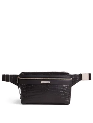 City Croc-Embossed Leather Belt Bag