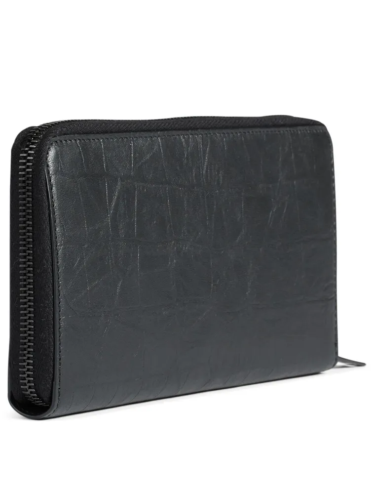 Monogram Croc-Embossed Leather Continental Wallet