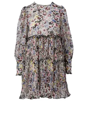Long-Sleeve Mini Dress Floral Print