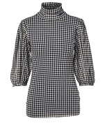 Turtleneck Top Check Print