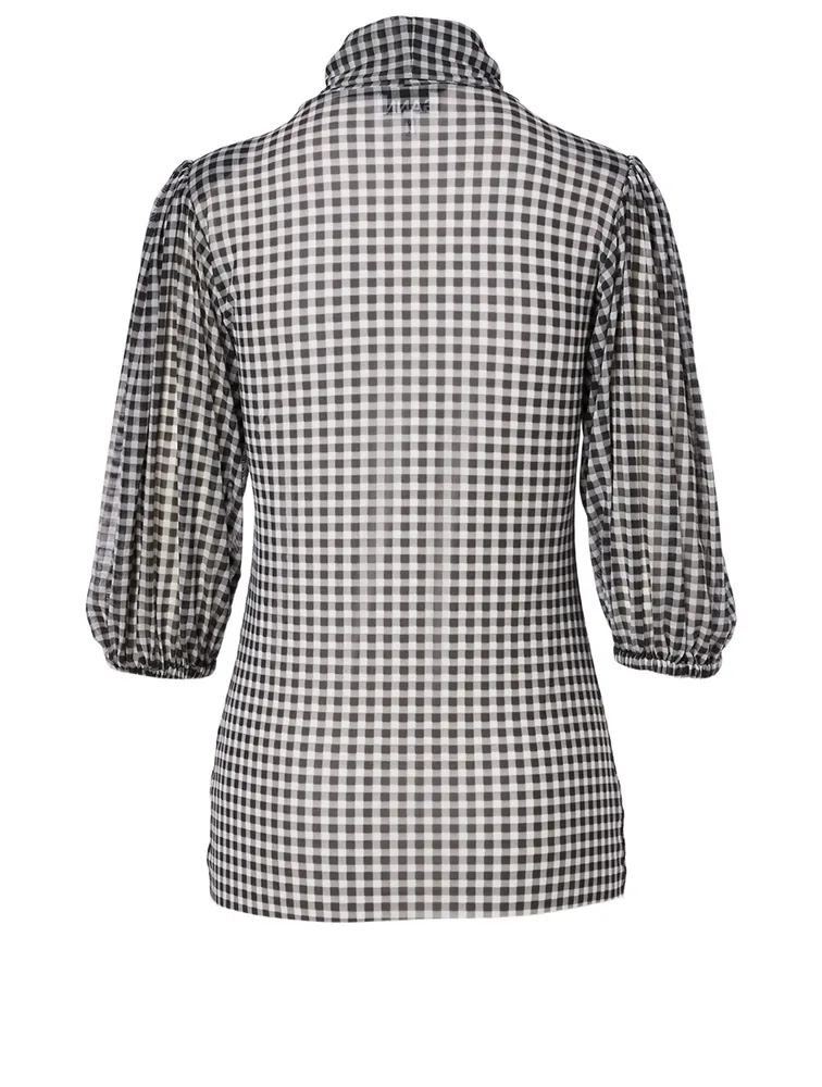 Turtleneck Top Check Print