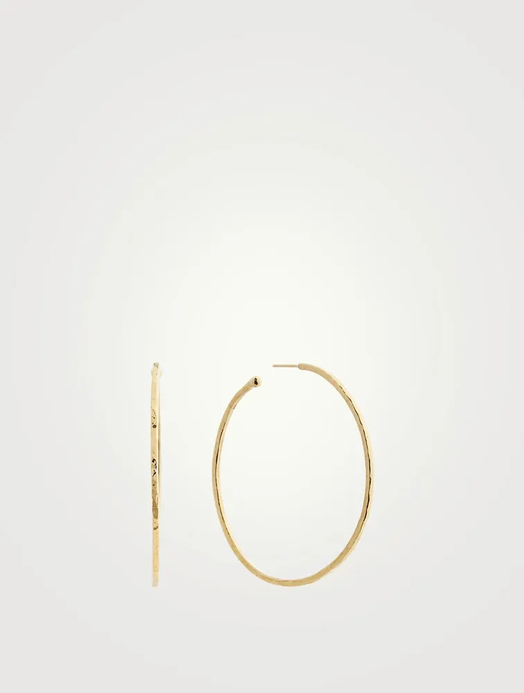 Medium Gold Hammered Bangle Hoop Earrings