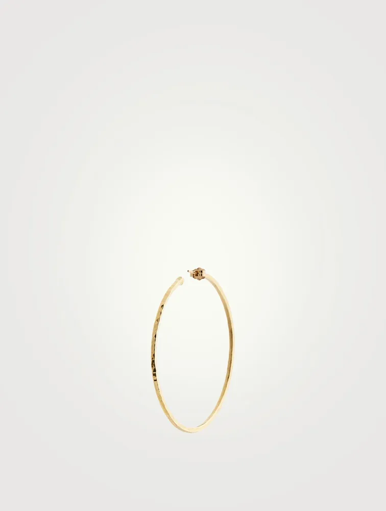 Medium Gold Hammered Bangle Hoop Earrings