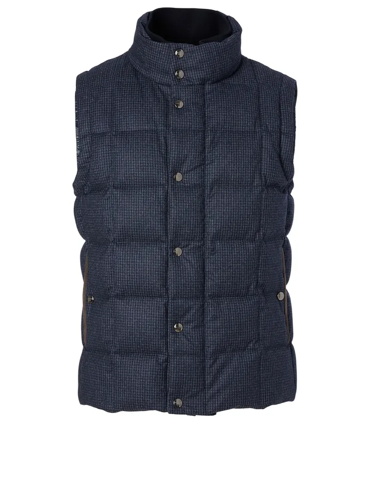 Wool Puffer Vest Check