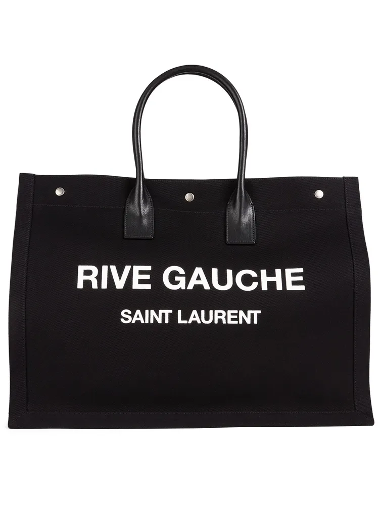Rive Gauche Linen And Leather Tote Bag