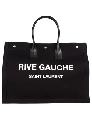 Rive Gauche Linen And Leather Tote Bag