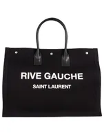 Rive Gauche Linen And Leather Tote Bag