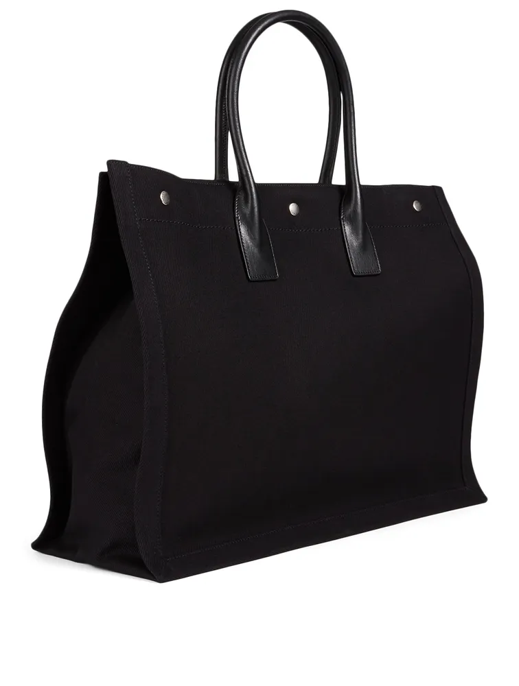 Rive Gauche Linen And Leather Tote Bag