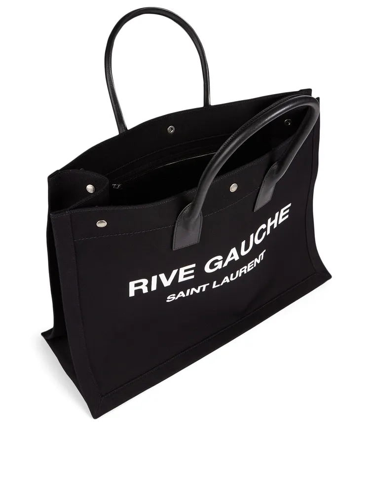 Rive Gauche Linen And Leather Tote Bag