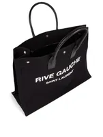 Rive Gauche Linen And Leather Tote Bag