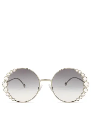 Ribbons & Crystals Round Sunglasses