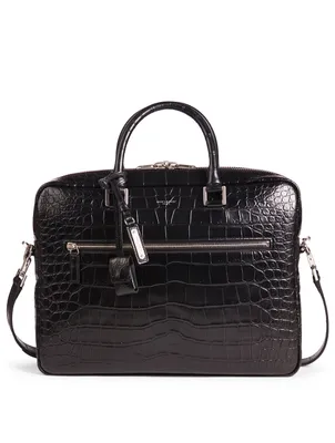 Sac De Jour Croc-Embossed Leather Briefcase Bag