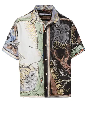 Silk Short-Sleeve Shirt Icarus Print