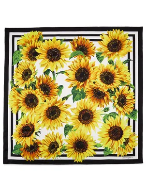 Silk Scarf In Sunflower Print