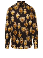 Cotton Shirt Sacred Heart Print