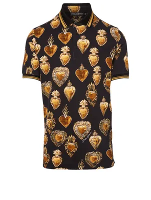Cotton Polo Shirt Sacred Heart Print