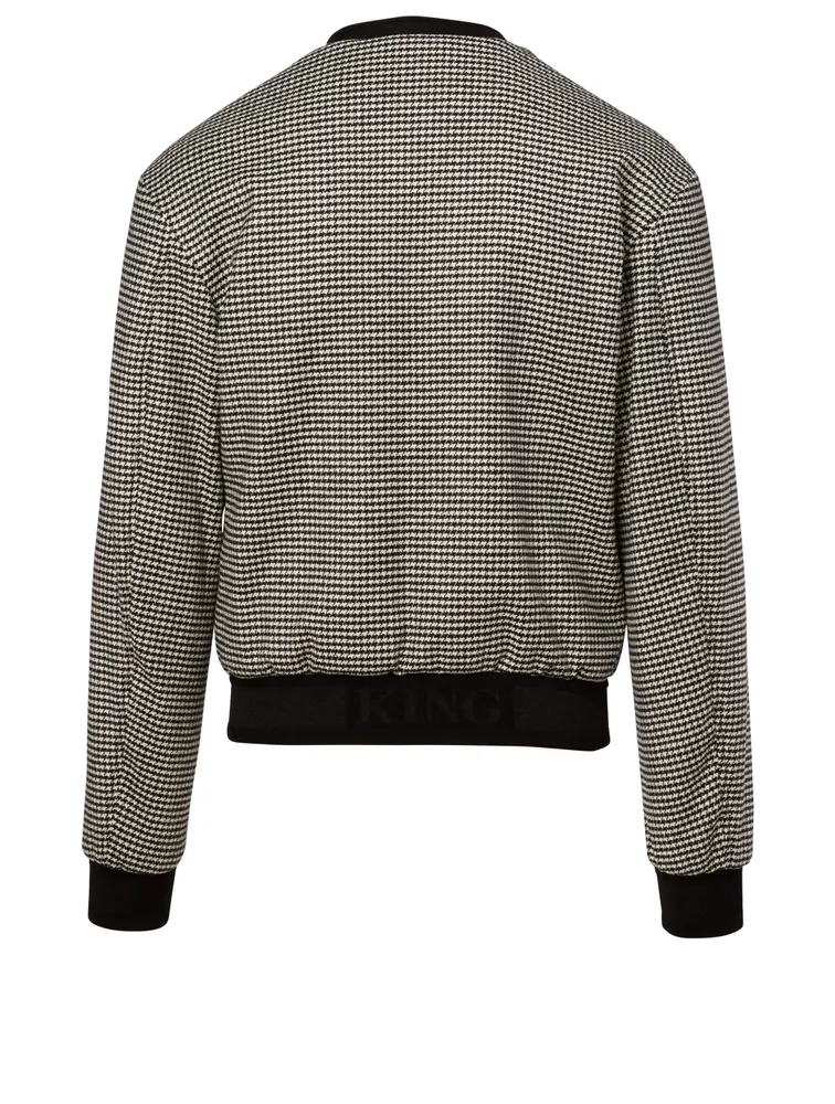 Wool-Blend Jacket Houndstooth Print