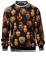 Cotton Sweatshirt Sacred Heart Print