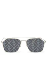 Eyeline Square Aviator Logo Sunglasses