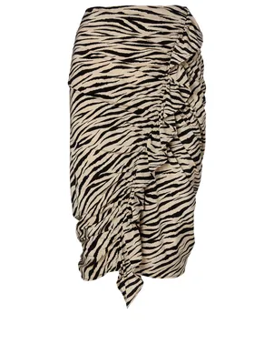 Metz Silk-Blend Skirt Tiger Print