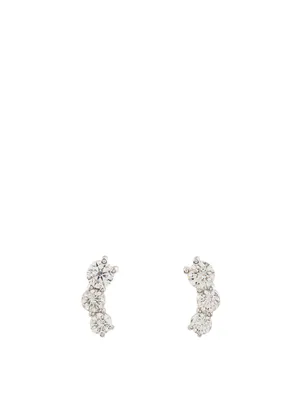 Aria 18K White Gold Triplet Stud Earrings With Diamonds