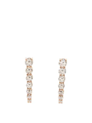 Small Aria 18K Rose Gold Earhooks With Diamonds
