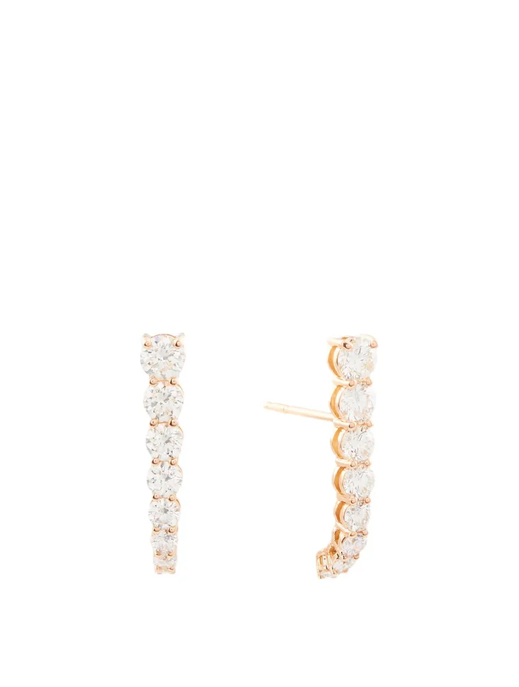 Small Aria 18K Rose Gold Earhooks With Diamonds