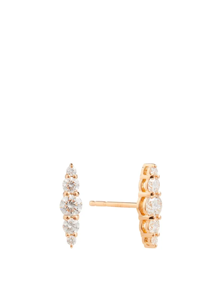Aria 18K Rose Gold Graduated Stud Earrings With Diamonds