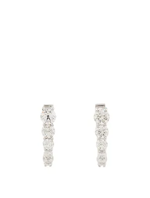 Aria 18K White Gold Huggie U Hoop Earrings With Diamonds