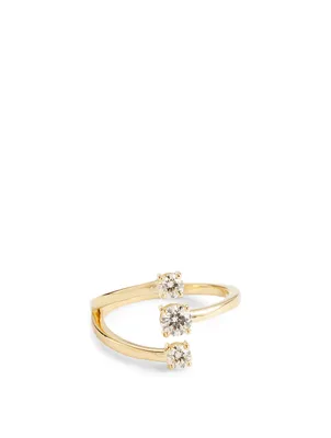 Small Aria Moon 18K Gold Ring With Diamonds