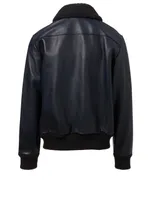 Leather Aviator Jacket With Shearling Collar