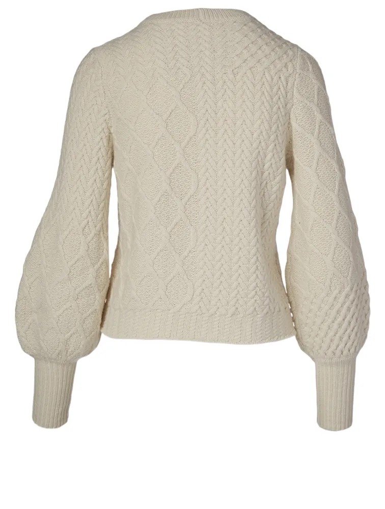 Wool-Blend Cable-Knit Sweater