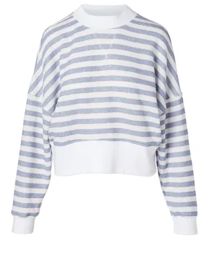 Drop Shoulder Sweater Stripe Print