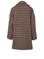 Double-Breasted Coat Mix Check Print