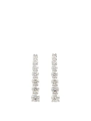 Small Aria 18K White Gold Earhooks With Diamonds