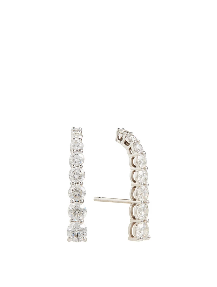 Small Aria 18K White Gold Earhooks With Diamonds