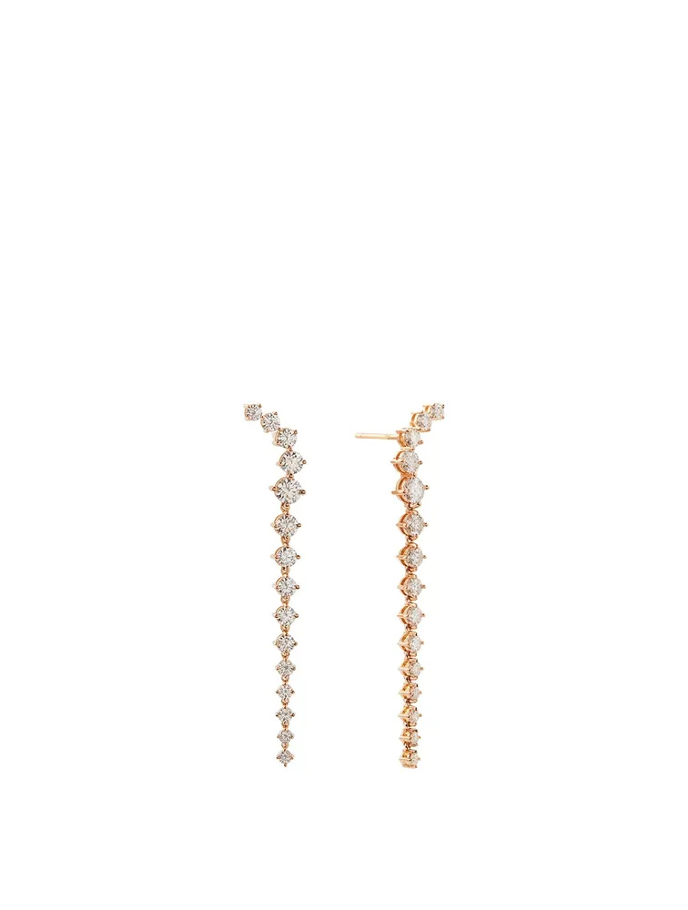 Aria 18K Rose Gold Dagger Earrings With Diamonds