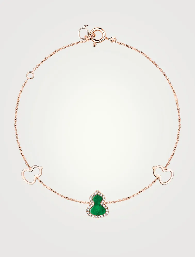 Petite Wulu 18K Rose Gold Bracelet With Jade And Diamonds