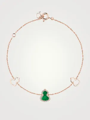 Petite Wulu 18K Rose Gold Bracelet With Jade And Diamonds