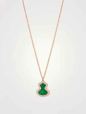 Petite Wulu 18K Rose Gold Necklace With Jade And Diamonds