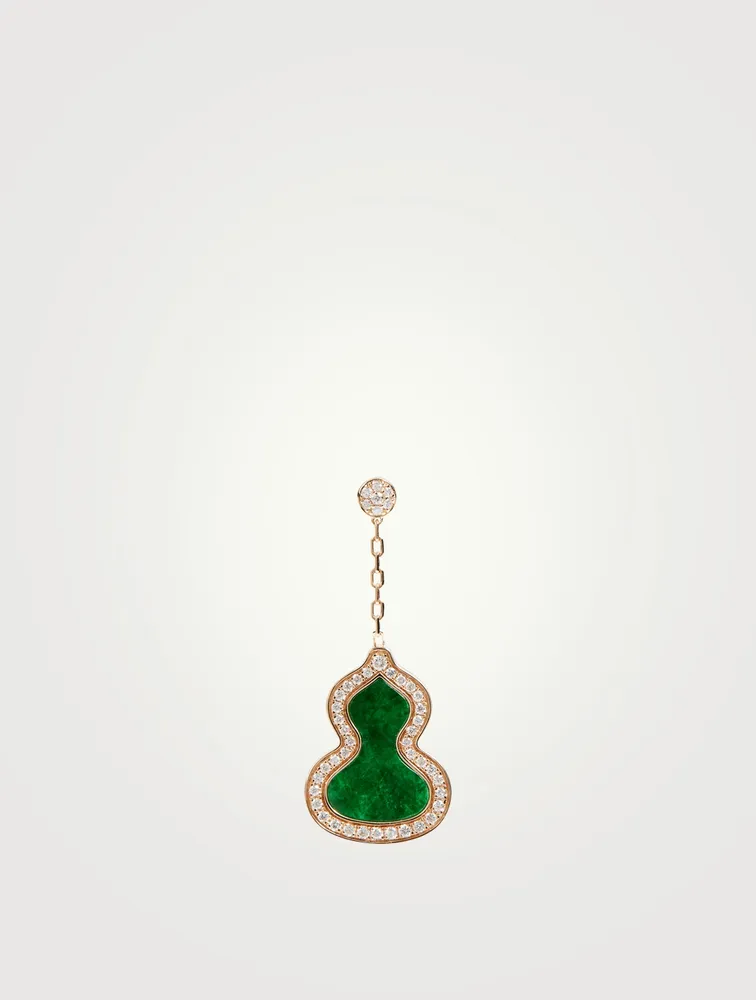 Small Wulu 18K Rose Gold Earring With Jade And Diamonds