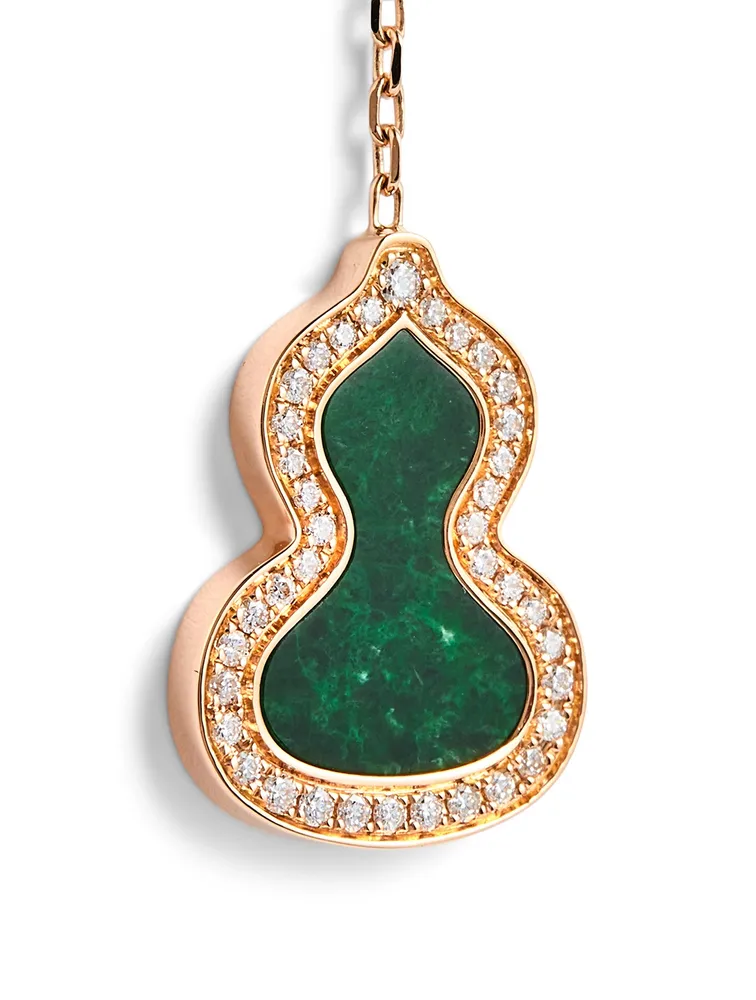 Small Wulu 18K Rose Gold Earring With Jade And Diamonds