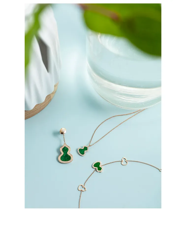 Small Wulu 18K Rose Gold Earring With Jade And Diamonds