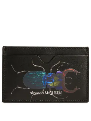 Leather Card Holder With Bug Print