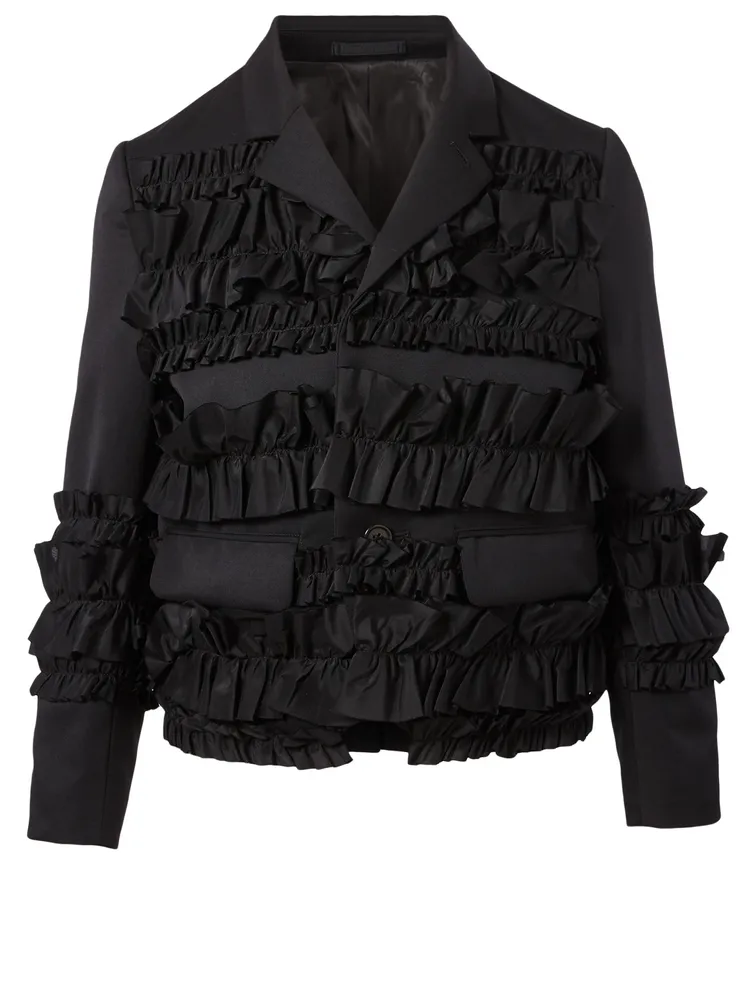 Ruffled Silk And Wool Gabardine Jacket