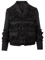 Ruffled Silk And Wool Gabardine Jacket