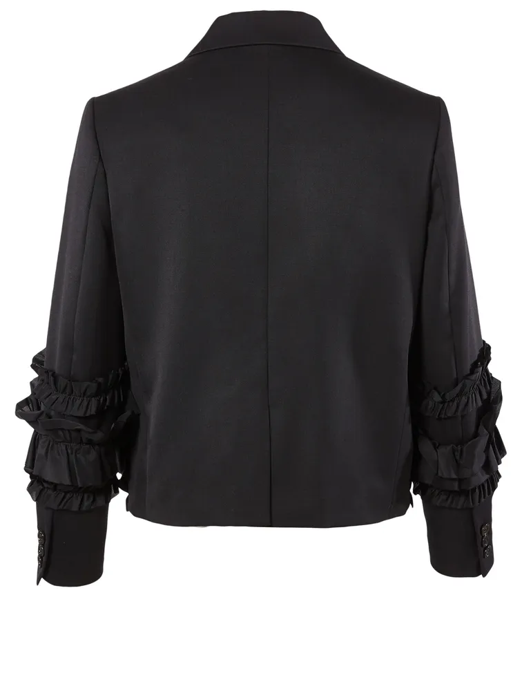 Ruffled Silk And Wool Gabardine Jacket