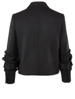 Ruffled Silk And Wool Gabardine Jacket
