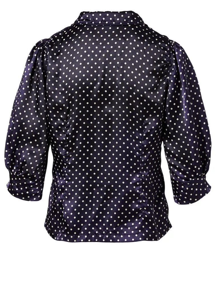 Satin Blouse Polka Dot Print